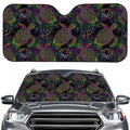 Psychedelic Sea Turtle Pattern Print Car Windshield Sun Shade