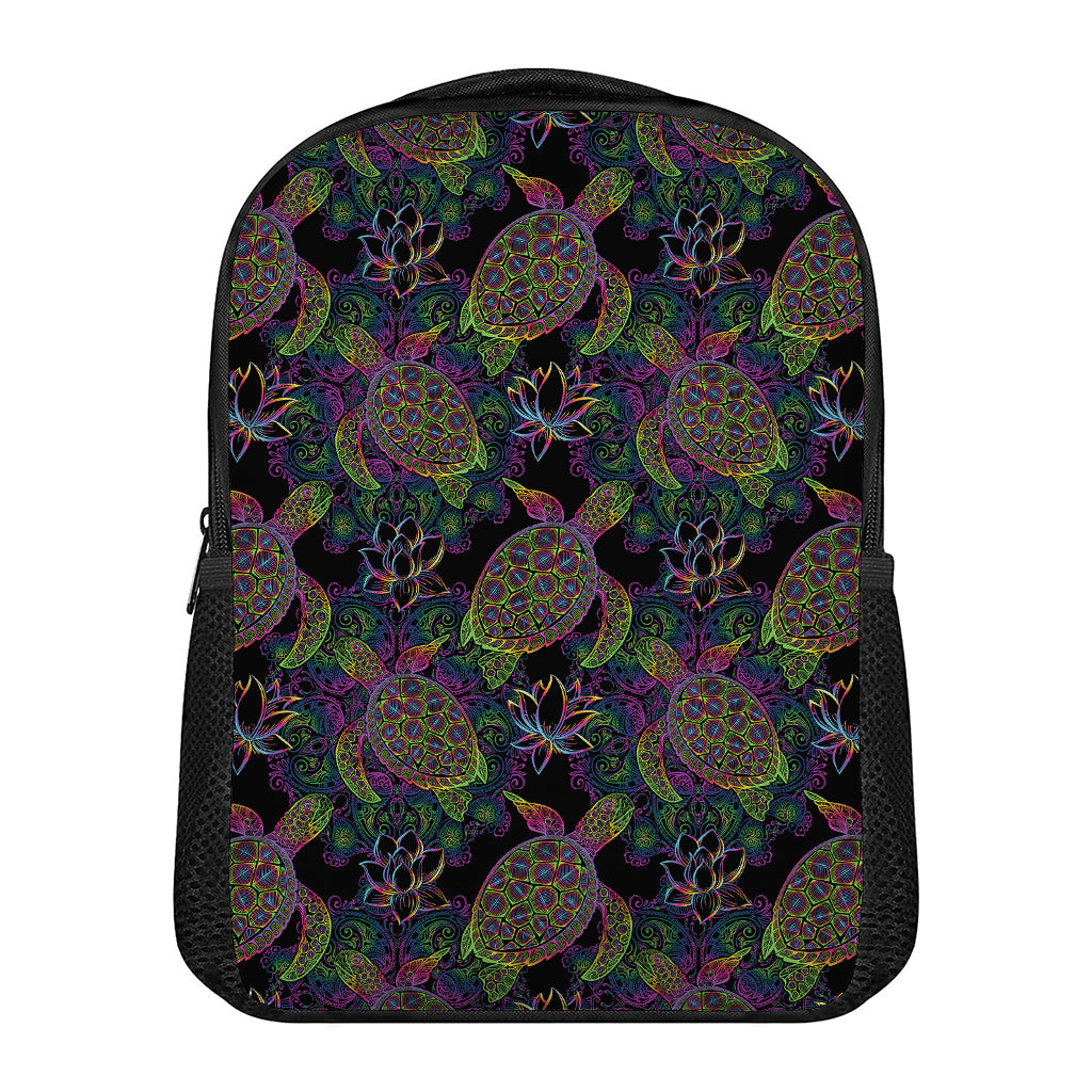 Psychedelic Sea Turtle Pattern Print Casual Backpack