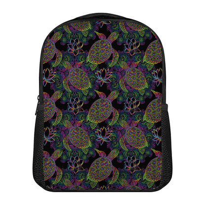 Psychedelic Sea Turtle Pattern Print Casual Backpack