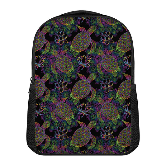 Psychedelic Sea Turtle Pattern Print Casual Backpack
