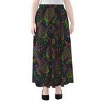 Psychedelic Sea Turtle Pattern Print Chiffon Maxi Skirt