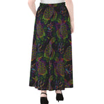 Psychedelic Sea Turtle Pattern Print Chiffon Maxi Skirt