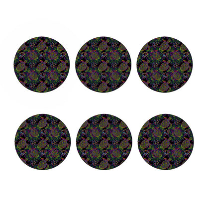 Psychedelic Sea Turtle Pattern Print Coaster Set