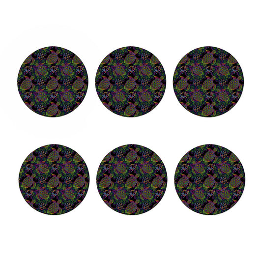 Psychedelic Sea Turtle Pattern Print Coaster Set