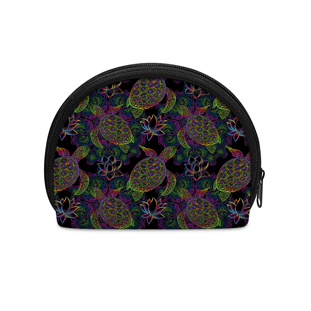 Psychedelic Sea Turtle Pattern Print Coin Purse