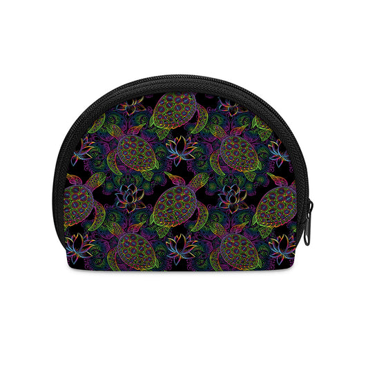 Psychedelic Sea Turtle Pattern Print Coin Purse