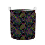 Psychedelic Sea Turtle Pattern Print Collapsible Laundry Basket