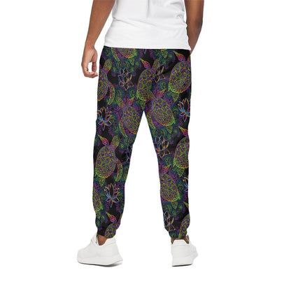 Psychedelic Sea Turtle Pattern Print Cotton Pants