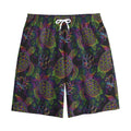 Psychedelic Sea Turtle Pattern Print Cotton Shorts