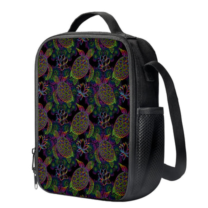 Psychedelic Sea Turtle Pattern Print Crossbody Lunch Bag