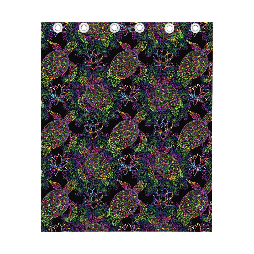Psychedelic Sea Turtle Pattern Print Curtain