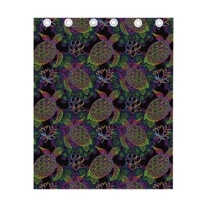 Psychedelic Sea Turtle Pattern Print Curtain