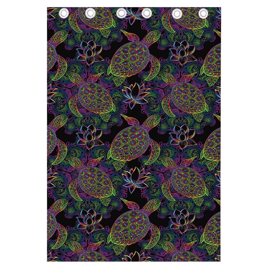 Psychedelic Sea Turtle Pattern Print Curtain