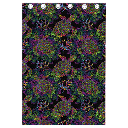 Psychedelic Sea Turtle Pattern Print Curtain