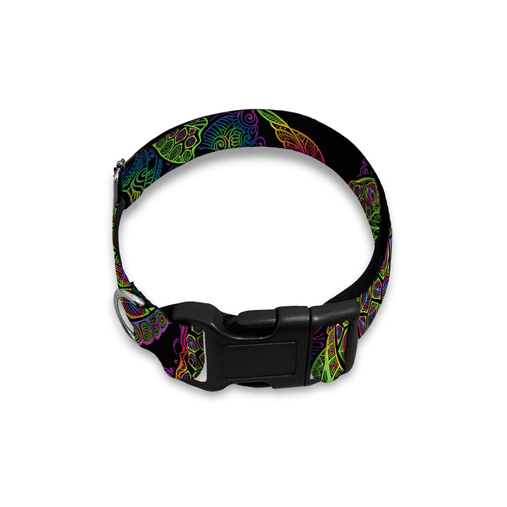 Psychedelic Sea Turtle Pattern Print Dog Collar