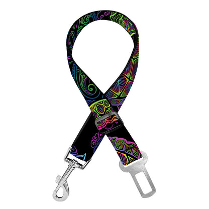 Psychedelic Sea Turtle Pattern Print Dog Seat Belt