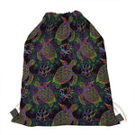 Psychedelic Sea Turtle Pattern Print Drawstring Bag