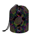 Psychedelic Sea Turtle Pattern Print Drawstring Makeup Bag