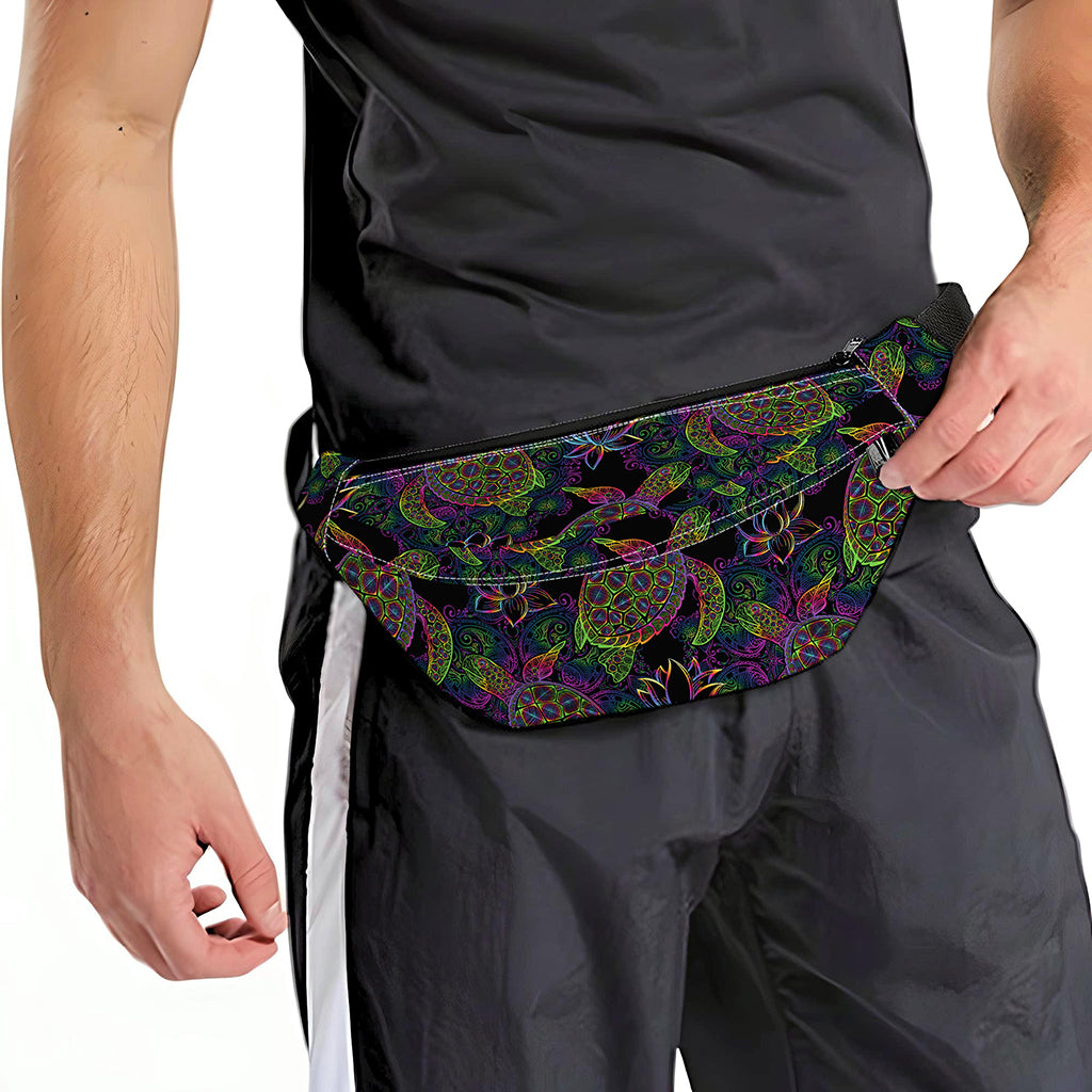 Psychedelic Sea Turtle Pattern Print Fanny Pack