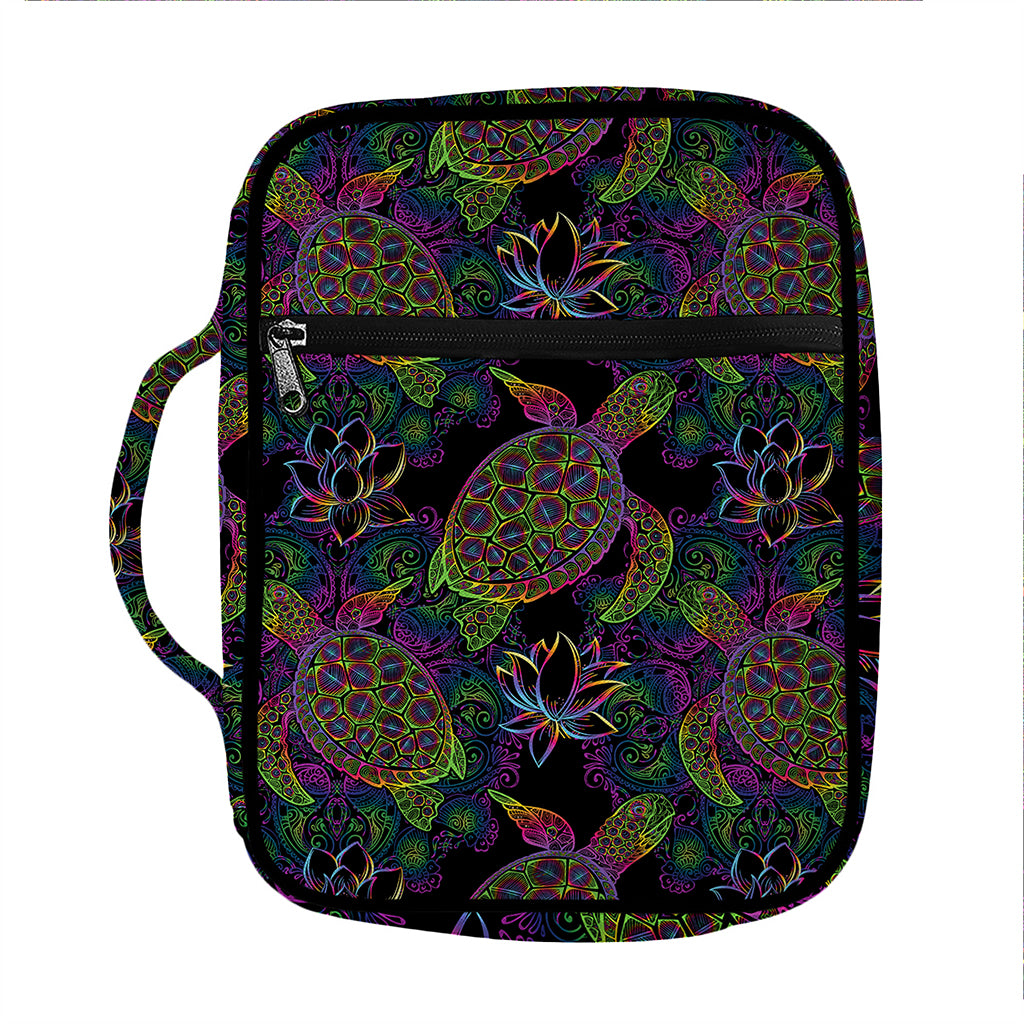 Psychedelic Sea Turtle Pattern Print Front Pocket Bible Bag