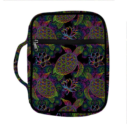 Psychedelic Sea Turtle Pattern Print Front Pocket Bible Bag