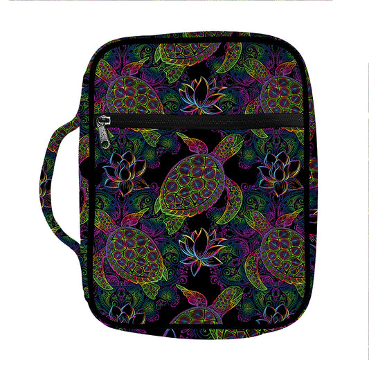 Psychedelic Sea Turtle Pattern Print Front Pocket Bible Bag