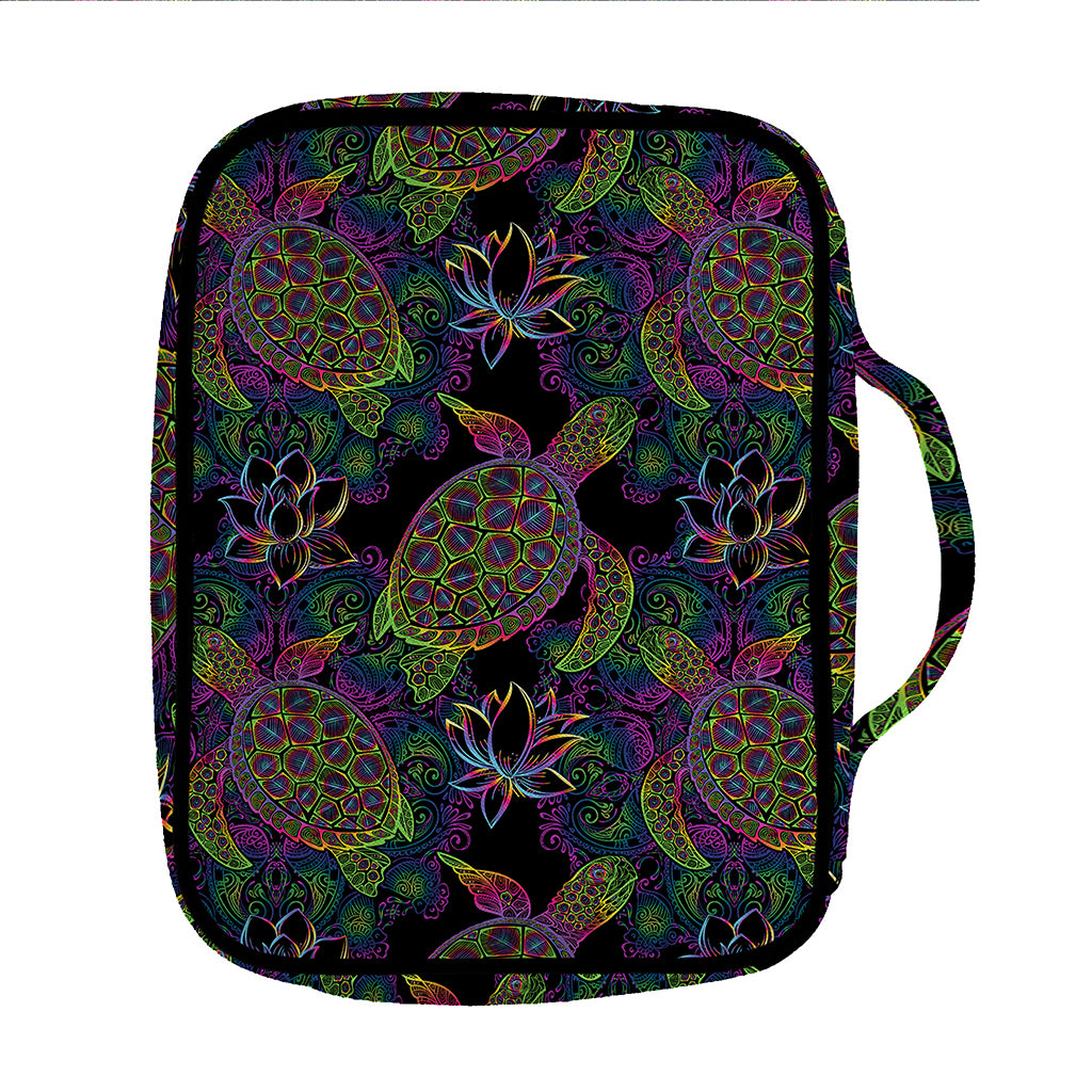 Psychedelic Sea Turtle Pattern Print Front Pocket Bible Bag