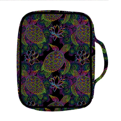 Psychedelic Sea Turtle Pattern Print Front Pocket Bible Bag
