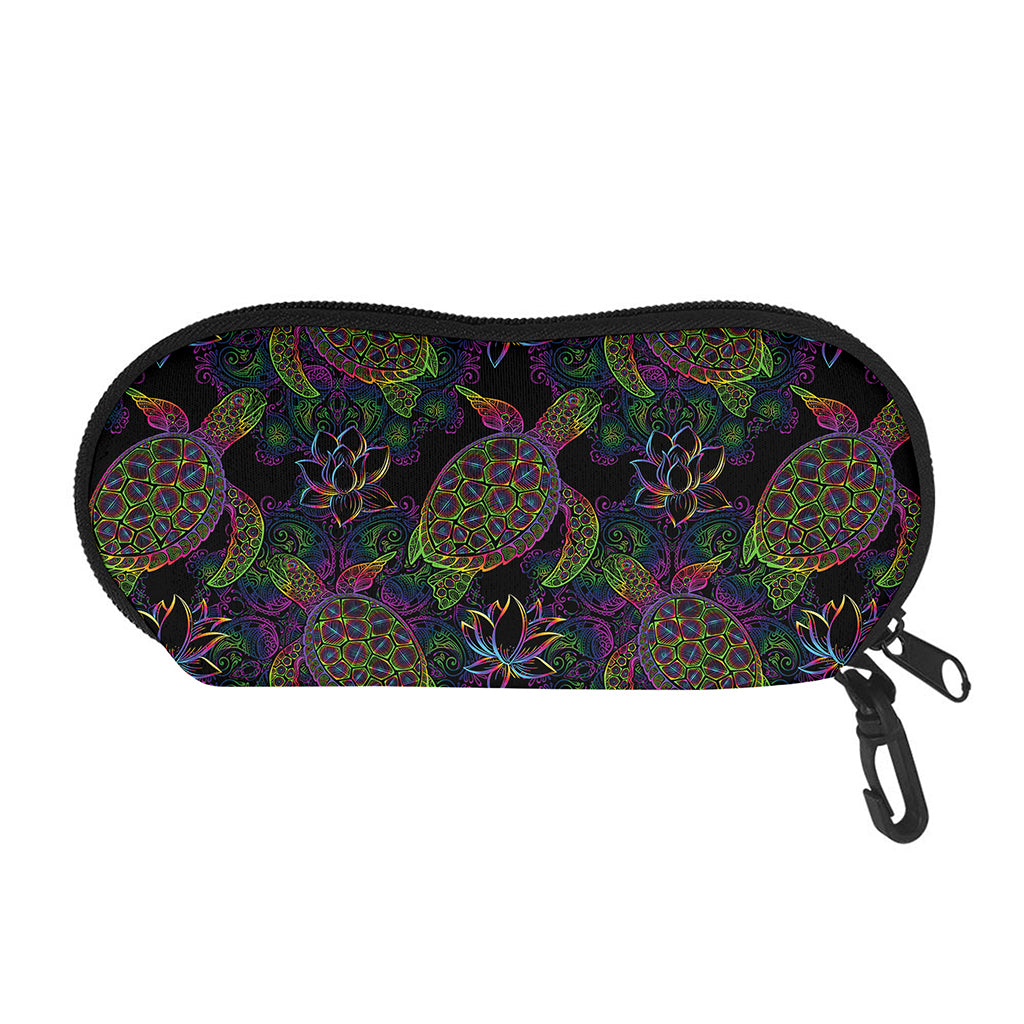 Psychedelic Sea Turtle Pattern Print Glasses Case