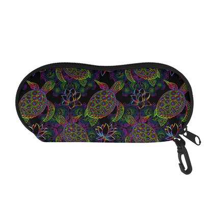 Psychedelic Sea Turtle Pattern Print Glasses Case