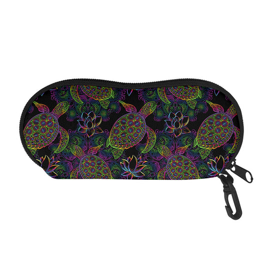 Psychedelic Sea Turtle Pattern Print Glasses Case