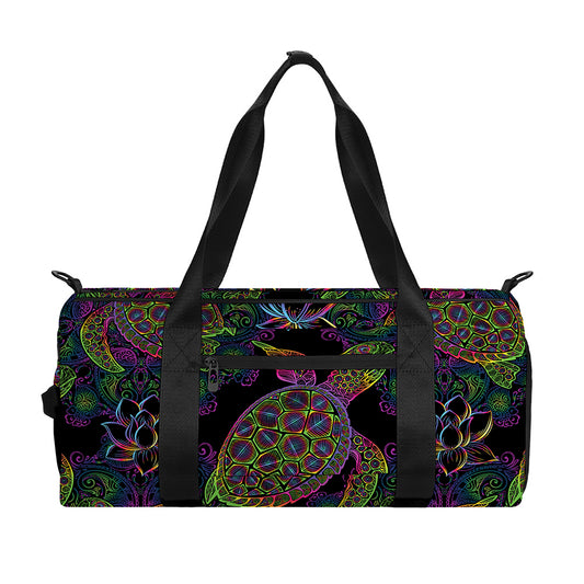 Psychedelic Sea Turtle Pattern Print Gym Bag