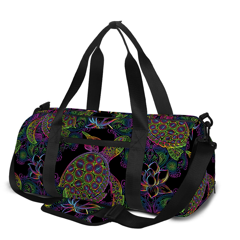 Psychedelic Sea Turtle Pattern Print Gym Bag