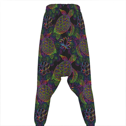 Psychedelic Sea Turtle Pattern Print Hammer Pants