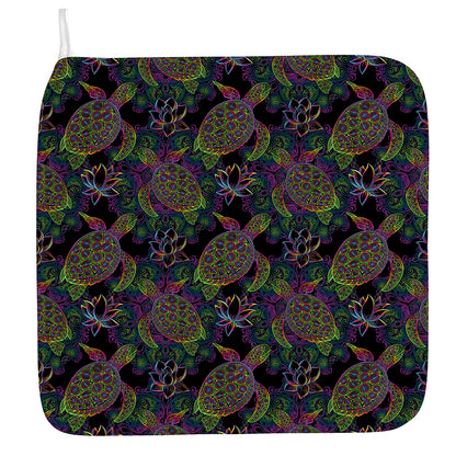 Psychedelic Sea Turtle Pattern Print Hand Towel