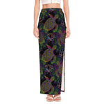 Psychedelic Sea Turtle Pattern Print High Slit Maxi Skirt