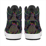 Psychedelic Sea Turtle Pattern Print High Top Leather Sneakers