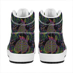 Psychedelic Sea Turtle Pattern Print High Top Leather Sneakers