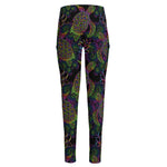 Psychedelic Sea Turtle Pattern Print High-Waisted Pocket Leggings