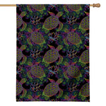 Psychedelic Sea Turtle Pattern Print House Flag