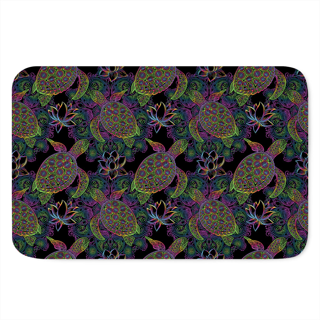 Psychedelic Sea Turtle Pattern Print Indoor Door Mat