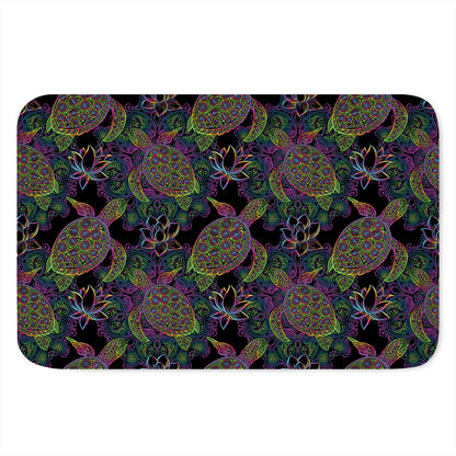 Psychedelic Sea Turtle Pattern Print Indoor Door Mat