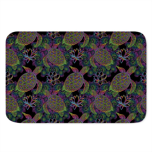 Psychedelic Sea Turtle Pattern Print Indoor Door Mat