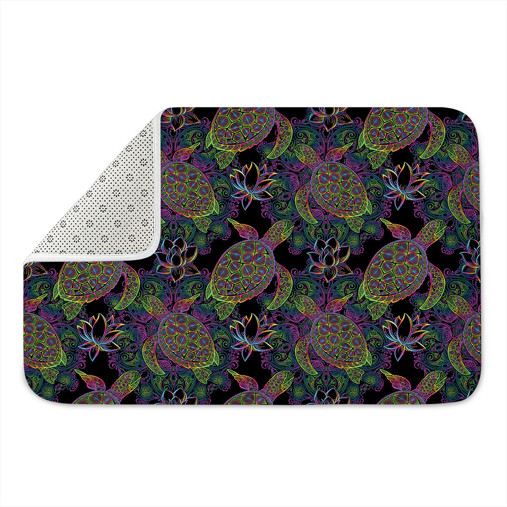 Psychedelic Sea Turtle Pattern Print Indoor Door Mat