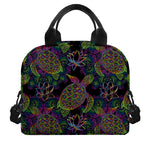 Psychedelic Sea Turtle Pattern Print Insulated Lunch Bag