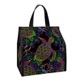 Psychedelic Sea Turtle Pattern Print Insulated Lunch Tote