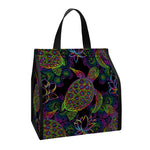 Psychedelic Sea Turtle Pattern Print Insulated Lunch Tote