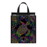 Psychedelic Sea Turtle Pattern Print Insulated Lunch Tote