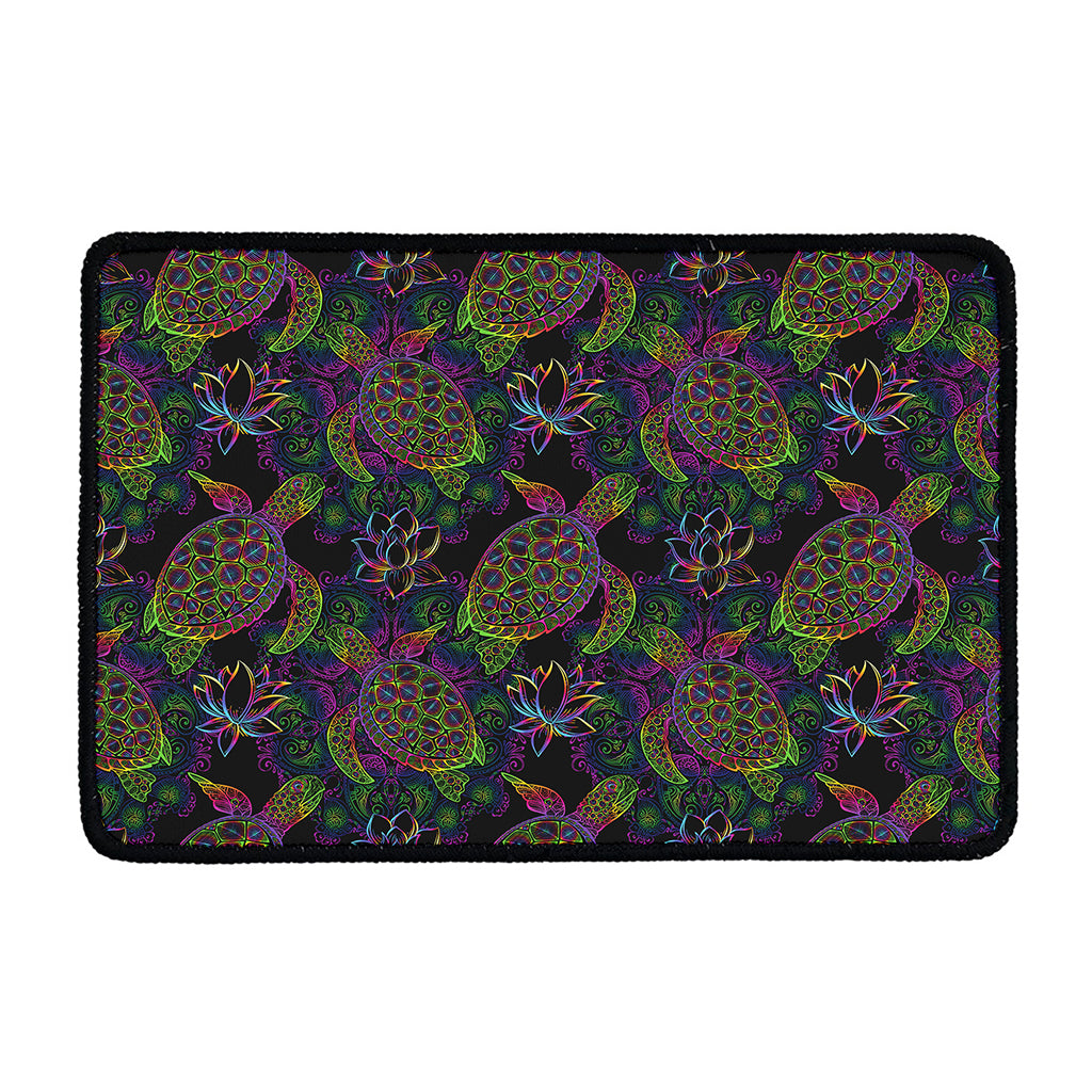 Psychedelic Sea Turtle Pattern Print Kitchen Mat