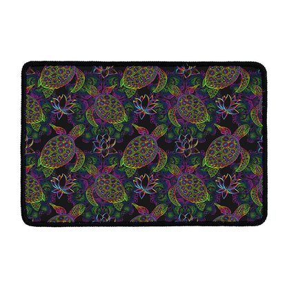 Psychedelic Sea Turtle Pattern Print Kitchen Mat